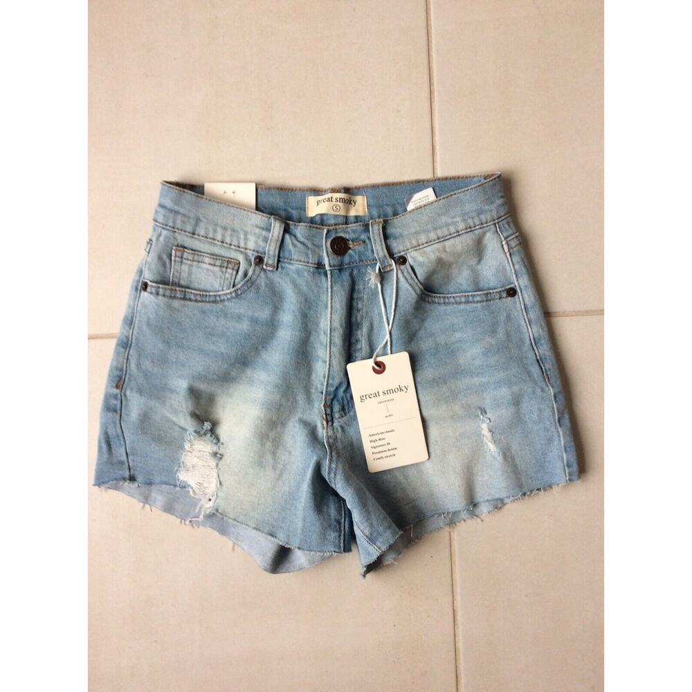Great Smoky Cut Off Shorts Denim Jean High Waist Distressed